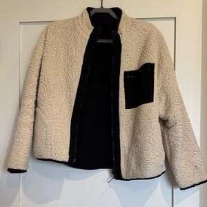 Women's Cream and Black Reversible Sherpa Jacket